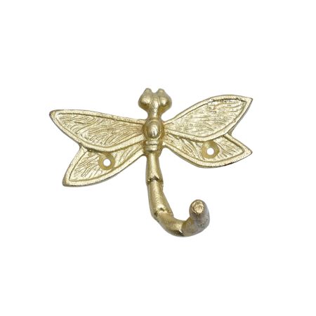 Golden Iron Dragonfly Key Wall Hooks